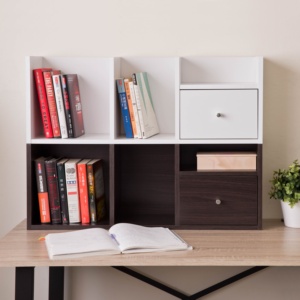 Double Tiers Standing Type <b>Wooden</b> Desktop <b>Rack</b> for Convenient Home Organization - Product Image 6