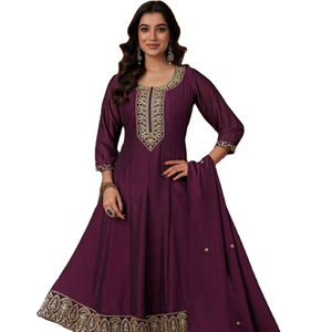 Dernières Vichitra Silk Dupatta avec broderie Top intérieur complet et vêtements Punjabi - Product Image 1