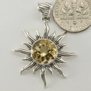 Meaningful New Arrival S925 Sterling <b>Silver</b> Jewelry Beautiful Natural Sun/Star Shape Yellow Citrine <b>Charm</b> Pendant for Women - Product Image 2