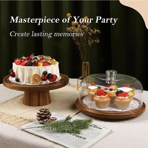 Recién llegado, venta de artículos decorativos, soporte de exhibición de mesa de pastel de boda de madera Natural redondo grande de 10 pulgadas y 12 pulgadas para Decoración - Product Image 4