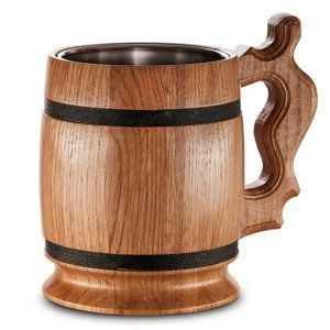 ArtisanVibe Classic Style Wooden Mug Leather Accent Eco-Friendly Customized <b>Drinkware</b> Model ES-0276 Unique Style Gift for Home - Product Image 2