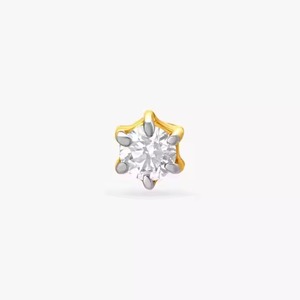 Screw Back <b>Nose</b> Pin Crafted with 18kt Yellow Gold High Quality Lab Grown Diamonds VVS Clarity Trending Round Shape Diamond - Product Image 1