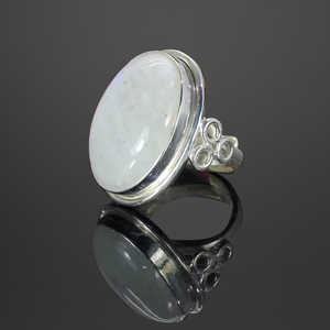 Bague de pierre de lune arc-en-ciel bleu pierre de naissance de juin bijoux fins naturels - Product Image 3