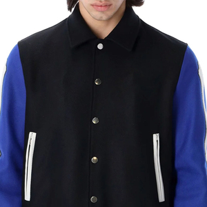 Vestes universitaires pour hommes de haute qualité corps en laine broderie personnalisée Patch Logo col montant toile tissu en gros bas prix - Product Image 5