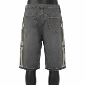 Custom <b>Men's</b> Baggy Jorts Summer Streetwear <b>Short</b> Pants <b>Men</b> Distressed Embroidery <b>Patch</b> Denim Jeans <b>Shorts</b> - Product Image 2
