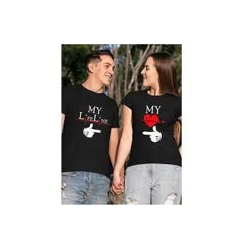 Camisa de casal esportiva unissex, camisa pequena para casal, solta, respirável, vermelha, gola redonda, com estampa de logotipo personalizada, camisa única para casal