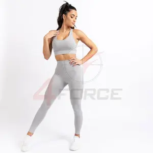 Oem Workout Gym High Stretchy Open Back Sports Bra V Waist Tummy Control Leggings Fitness Yoga Wide Flare Pants Set For Women