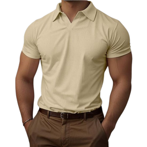 Polo en coton peigné de haute qualité, manches courtes, t-shirt décontracté, t-shirt à manches courtes pour homme, vêtements pour homme, t-shirt uni - Product Image 2