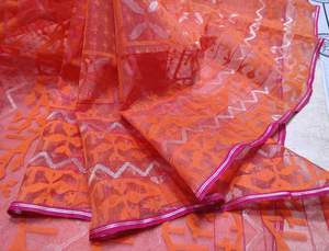 Calidad de exportación Deshi Dhakai Jamdani Sharee Calidad de exportación para mujeres TELA JAMDANI Azul ROJO VERDE Dorado de Bangladesh - Product Image 6