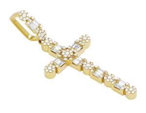 Personalizar Plata de Ley 925 con claridad VVS Moissanite redondo Baguette diamantes estilo Hip Hop Cruz colgante joyería regalo para hombre - Product Image 2