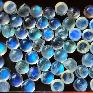 Indian Moonstone Blue Fire Cabochon 5mm Round Rainbow Moonstone Piedras preciosas sueltas para joyería Venta al por mayor Moonstone 3mm Lot - Product Image 1