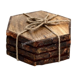 Sous-verres en bois de caboteur de bambou de noix carrée ronde d'approvisionnement d'usine pour la table basse - Product Image 5