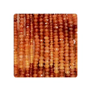 Cuentas de cuarzo cornalina roja natural, Rondelle facetado, tamaño 4mm, aproximadamente 14 pulgadas, hebra, piedra preciosa cortada Rondelle - Product Image 1