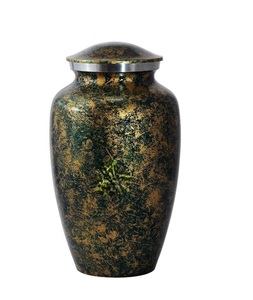 Urna de cremación de aluminio para cenizas humanas-Urna funeraria para adultos hecha a mano-Urna asequible para cenizas-Bolsa incluida (oro verde) - Product Image 6