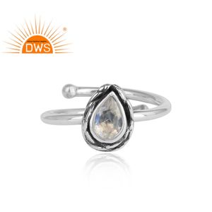 Mejor Venta de plata esterlina oxidada Natural Arco Iris Luna piedra apilable anillo personalizado joyería fabricante - Product Image 3
