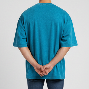T-shirt Homme Oversize de Luxe Personnalisé Hip Hop en Coton Lourd 100% Coupe Ample Col Montant Épaules Tombantes - Product Image 6