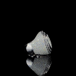 Anillo de moissanita VVS redondo helado para hombre, anillo de hip hop en plata de ley 925, anillo clásico de moissanita de calidad superior - Product Image 3