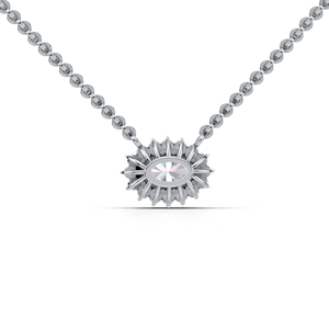 IGI Certified Lab Grown Diamond Oval Solitaire Halo Pendant in <b>Solid</b> 925 Sterling <b>Silver</b> Elegant Micro Pave Design - Product Image 2