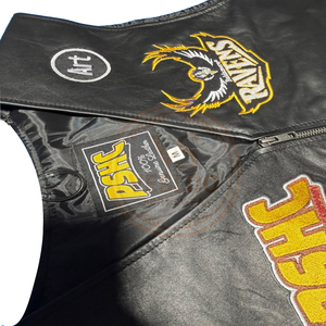 Gilet de motard en cuir personnalisé, entièrement orné de patchs brodés, pour homme, style streetwear robuste, fournisseur OEM en gros - Product Image 3