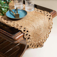Chemin de table en jute naturelle tissé de 5 mm d'épaisseur, fait main, résistant à la chaleur, de qualité alimentaire, pour tables de dîner et de bureau