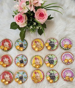 Haldi Kumkum Placa Multi-Color Ganesh Pooja Thali Retorno Presentes Favor Mehndi Aarti Thali Housewarming Decoração Templo Acessório - Product Image 2