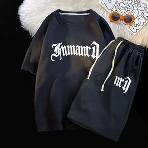 Camiseta de verano personalizada sólida para hombre, conjunto corto, transpirable, ecológico, 100% algodón, ropa de calle, personalización completa - Product Image 2