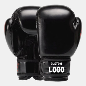 Guantes de boxeo elegantes de color negro liso Guante DE BOXEO DE SEGURIDAD deportiva de alta durabilidad y fácil de usar de calidad superior con estampado de logotipo - Product Image 1