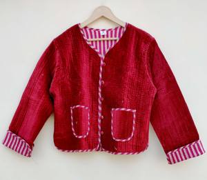 Chaqueta Reversible Acolchada de Terciopelo para Mujer con Forro de Algodón, Ecológica y Transpirable, Diseño Otoño/Invierno - Product Image 4