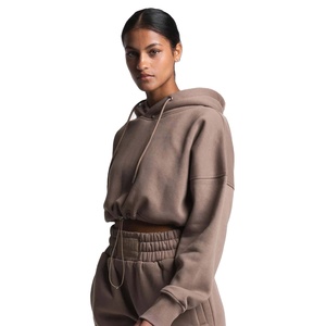 Sweat à capuche court à la mode pour femmes tissu doux manches longues Style Streetwear urbain Service OEM et prise en charge des commandes en gros - Product Image 3