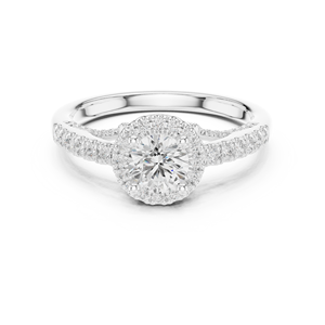 Anillo Redondo de Oro Blanco de 14k Personalizado, Producción OEM ODM, Piedras de Corte Brillante Redondo, Diseño de Moldes Profesional y Fabricación de Muestras - Product Image 1