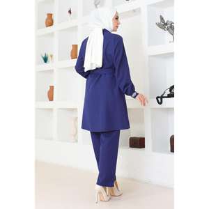 Conjunto de Tela Indigo Mega Merchant MSW19203-2 (Modelo 87938) con Detalle de Piedras, Top Casual de Manga Larga con Cuello Redondo, Tallas XS, XL, XXL - Product Image 4