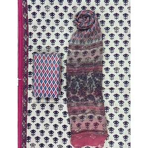 Conjunto de Salwar Kameez sin coser con estampado de bloques Khadi, Dupatta de Chiffon, Estilo de Vestido Pakistaní, Saree Bordado, Georgette Banarasi - Product Image 1