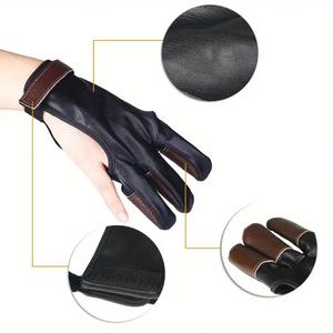 Premium 3-Finger Archery <b>Gloves</b> Soft Suede Leather Cowhide Adjustable Finger Guard for <b>Hunting</b> Target <b>Shooting</b> - Product Image 5
