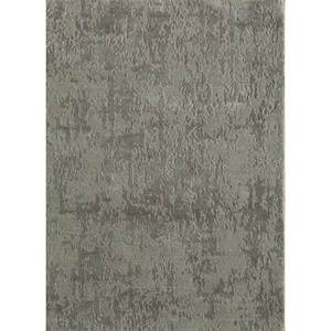 Tapis rectangulaire en laine et soie de bambou noué à la main Kavi gris et noir, design Théorie du Chaos, pour couloir et chambre - Esk-408 - Product Image 1