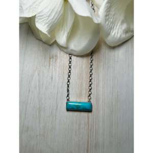Kingman Turquoise & Sterling Silver Necklace Navajo-<b>Crafted</b> Cultural Collectible Jewelry One-of-a-Kind Piece - Product Image 1