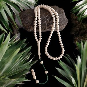 Vrai tasbih musulman en os de chameau et de buffle, 99 perles, misbaha - Product Image 1