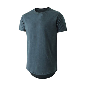 <b>Men's</b> Black <b>Longline</b> <b>T</b>-<b>Shirt</b> O-Neck Short Sleeve Solid Color Casual Fit Regular Jersey Cotton Blank Design <b>T</b>-<b>Shirts</b> - Product Image 5