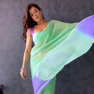 India superventas BollyWood hermosa impresionante elegante Georgette Saree Ropa Étnica mirada más de moda última blusa mujeres niñas - Product Image 1