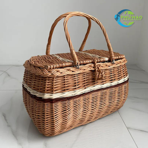 Panier pique-nique en osier sur mesure avec couvercle du Vietnam grand panier de récolte en osier léger pour un voyage facile - Product Image 3
