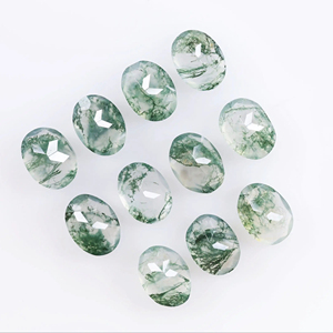 12.13 Ct 8.0 - 6.1 -3.9 MM Fancy Green Color Oval Shape <b>Moss</b> <b>Agate</b> Loose Gemstone For Engagement <b>Rings</b> Gift For Daughter Wow Gem - Product Image 1