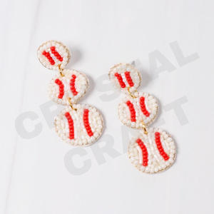 Demayo cinco Boucles d'oreilles en perles de créateur pour femmes Jour commémoratif patriotique Orange Blanc Bleu Couleur Tissu - Product Image 2