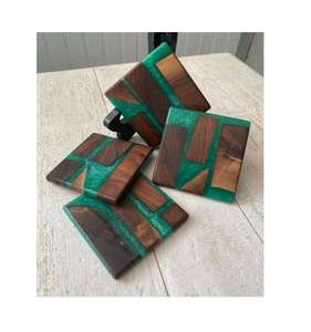 Sous-verres carrés en bois de haute qualité avec logo personnalisé, impression sérigraphique imperméable, ensemble de sous-verres, dernier design, décoration de table - Product Image 2