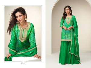 Costume de créateur Salwar avec impression numérique élégante et broderie élégante Séquence de codage Travail Tenue traditionnelle idéale pour le mariage - Product Image 2