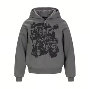 Pull en coton 100% de haute qualité et résistant, avec un design à capuche en molleton délavé, coupe-vent, pour l'automne - Product Image 4