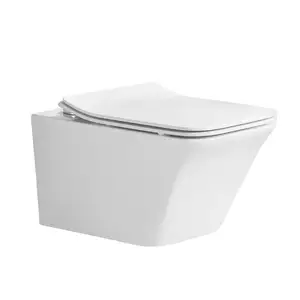 Modern Sanitaryware Complete Set Wall Hung Design Ceramic Toilet Water Closet P-Trap-180mm Elegant LC-16451 Square Bathroom
