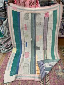 Handmade Eco-Friendly Cotton Kantha <b>Patchwork</b> Reversible Quilt Bedspread Soft Lightweight Floral Boho <b>Bedding</b> Blanket - Product Image 4