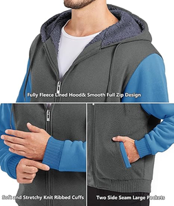 Sweat-shirt à capuche en polaire pour homme, veste à capuche épaisse, hiver chaud, décontracté, imprimé numérique uni, sweat-shirt de sport - Product Image 5