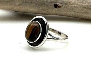 Anillo clásico de joyería para mujer, joyería de estilo bohemio de Plata de Ley 925, piedra preciosa de ojo de Tigre, anillo hecho a mano, regalo para esposa - Product Image 3