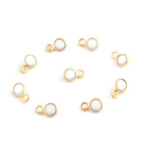 Suministros de joyería de ágata blanca de corte redondo, conector pequeño, bisel chapado en oro, Diy, lote de 20 piezas - Product Image 1