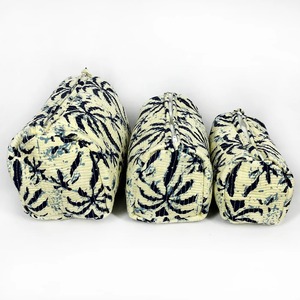 Ensemble de voyage 3 pièces en coton matelassé vintage fabriqué à la main pour étui-Écologique Résistant à l'eau Durable-Coton bleu indigo - Product Image 4